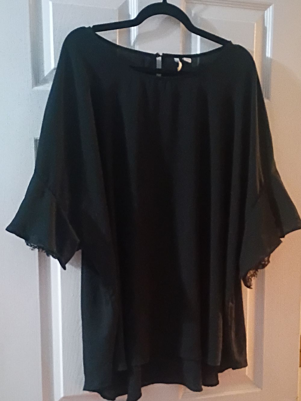 Women's Black Ruffle Sleeve Blouse - Elegant Lightweight Top